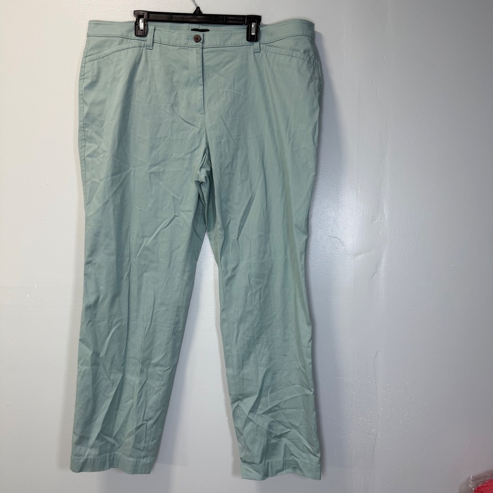 Talbots Mint Green Cotton Stretch Straight Leg Chino Pants 18W BD1024 NWOT